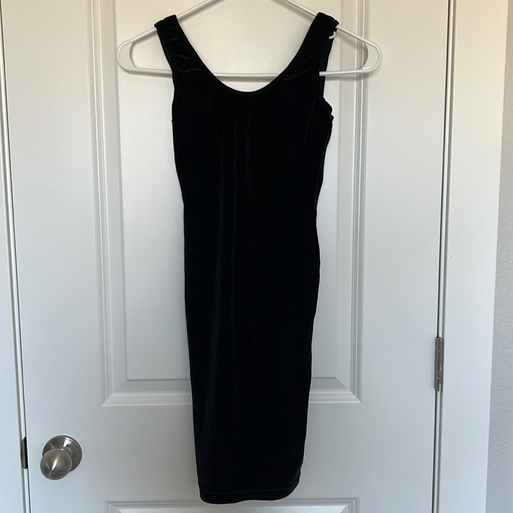 American Apparel Small Black Velvet Backless Bodycon Dress